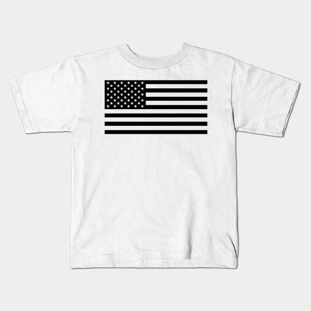 Black Transparent American Flag Kids T-Shirt by skycloudpics